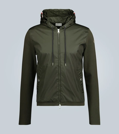 Moncler Paneled Zip-up Cardigan In Green