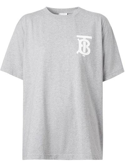 Burberry Monogram-print T-shirt In Pale Grey Melange