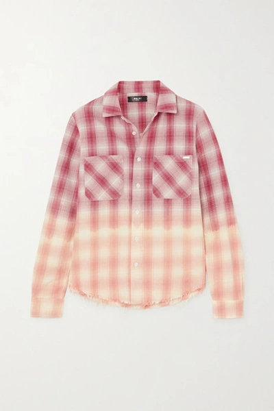 Amiri Ombré Metallic Plaid Cotton-flannel Shirt In Red
