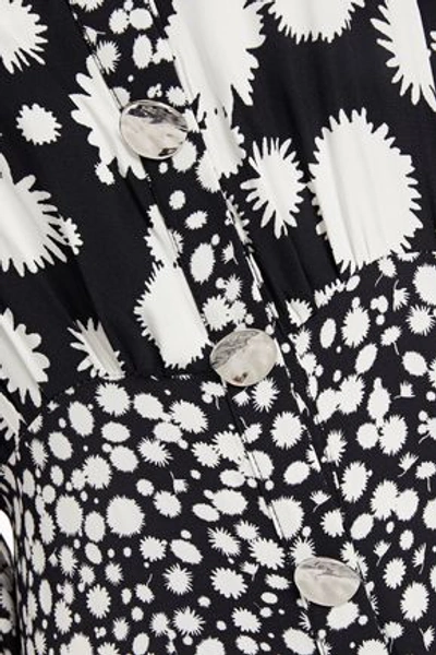 Paper London Button-detailed Gathered Floral-print Twill Maxi Dress In Black