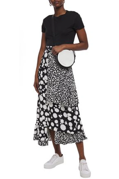 Paper London Lucia Tiered Printed Cady Midi Skirt In Black