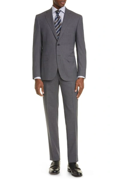 Canali Siena Soft Classic Fit Houndstooth Wool Suit In Brown