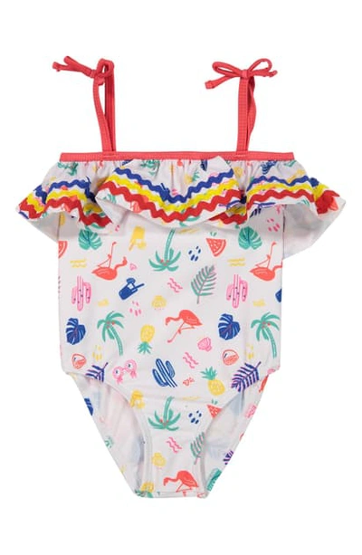Andy & Evan Babies' One-piece Swimsuit In White Multi