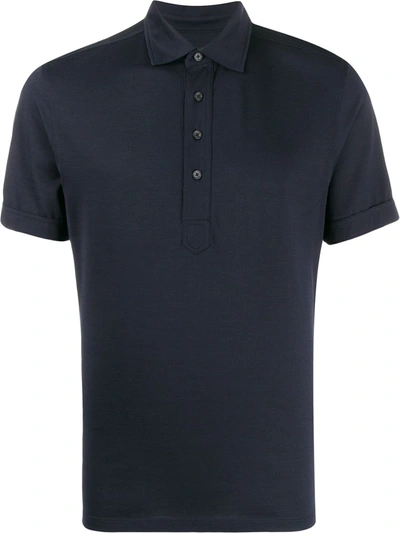 Ermenegildo Zegna Men's Cotton Jersey Polo Shirt In Blue