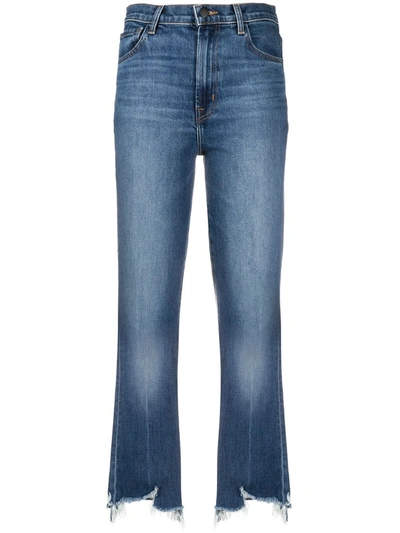 J Brand Frayed Cropped Jeans In Blue
