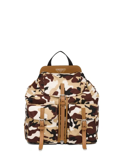 Prada Camouflage Pattern Backpack In Brown