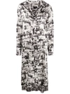 Joseph Printed Satin-twill Midi Shirt Dress In Black