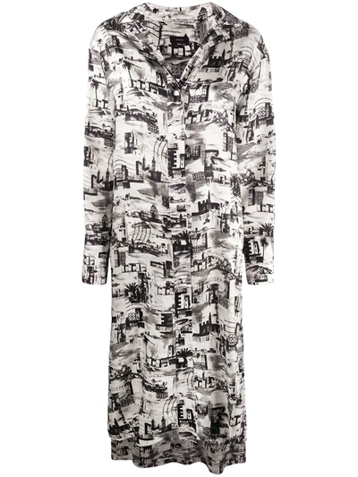 Joseph Printed Satin-twill Midi Shirt Dress In Black