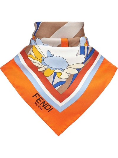 Fendi Flowers Bandana Scarf In Orange