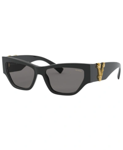 Versace Grey Cat Eye Ladies Sunglasses Ve4383 Gb1/81 56 In Black,grey
