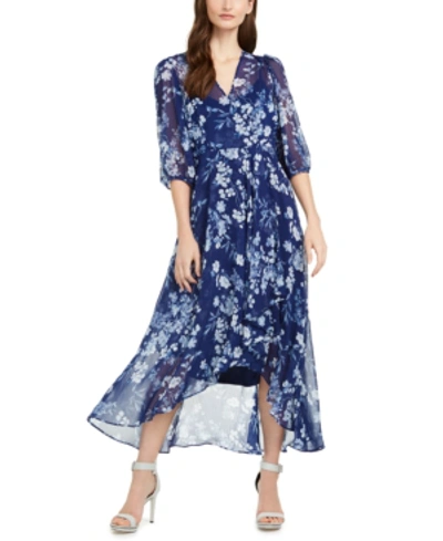 Calvin Klein Floral-print Maxi Dress, Created For Macy's In Navy Multi