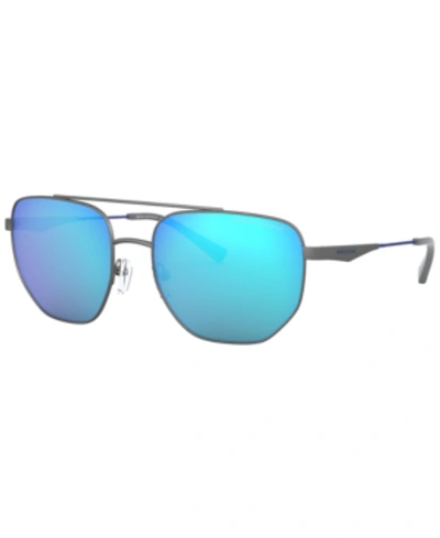 Armani Exchange Green Mirror Light Blue Aviator Mens Sunglasses Ax2033s 600625 59 In Mirror Blue