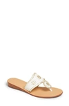 Jack Rogers Women's Jacks Demi Wedge Thong Sandals In White/ Gold Leather