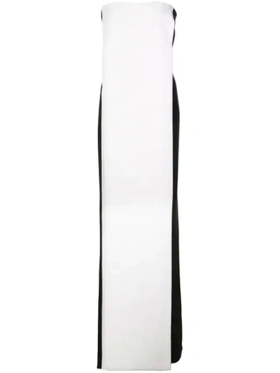 Cushnie Strapless Two-tone Cutout Silk-cady Wide-leg Jumpsuit In Black
