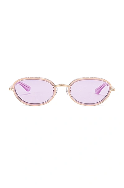 Area Linda Farrow Embellished Sunglasses In Lilac & Light Gold