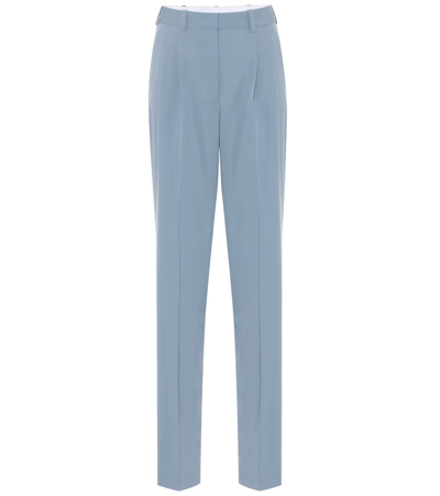 Stella Mccartney High Waist Tailored Stretch Wool Pants In Blue