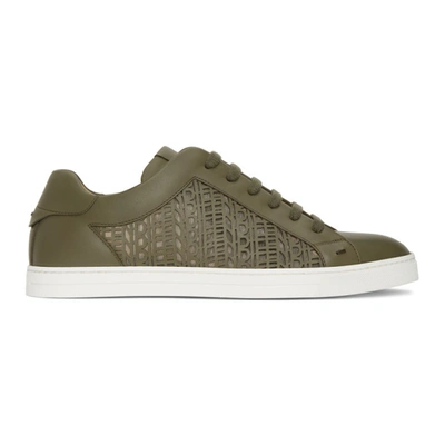 Fendi Perforated Logo Leather Trainers In Equator Green