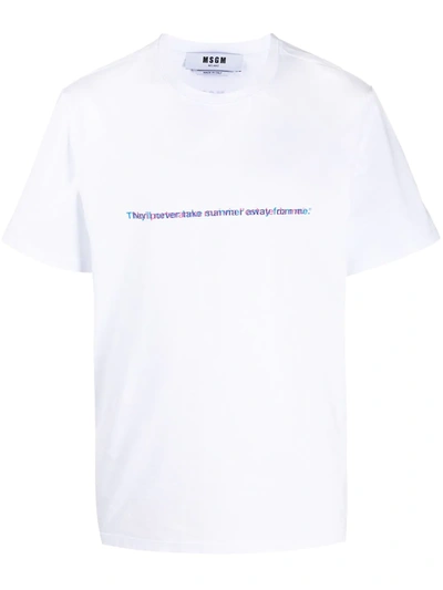 Msgm Typography-print Oversized T-shirt In White