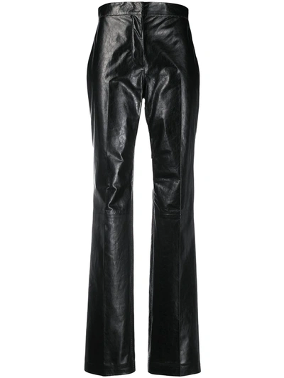 Acne Studios Straight-leg Leather Trousers In Black