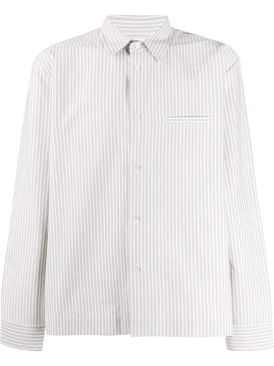 Filippa K Zach Stripe Print Shirt In Green Yellow,white Stripe