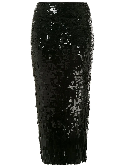 Rachel Gilbert Max Side Slit Sequin-embellished Skirt In Black