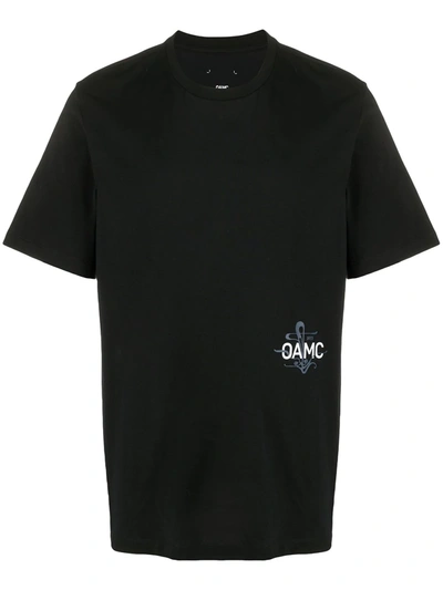Oamc Crew Neck Logo Printed T-shirt In Black