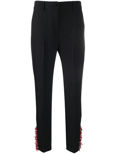 Blumarine High-waisted Embellished Trousers In Black