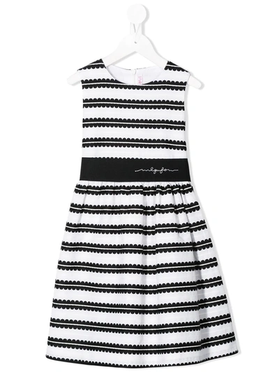 Il Gufo Kids' Striped Jacquard Dress In Black