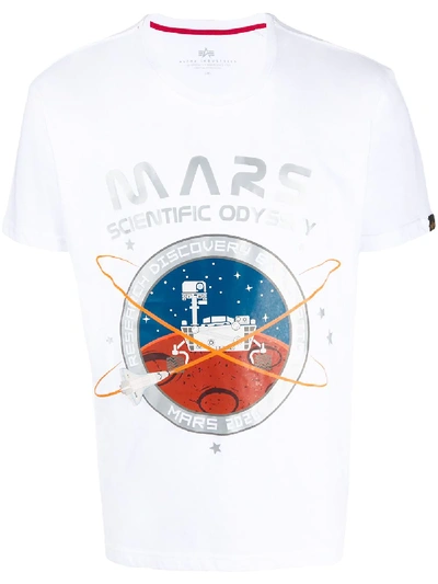 Alpha Industries Short Sleeve Mars Print T-shirt In White
