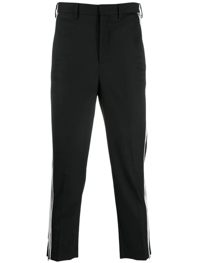 Neil Barrett Contrasting Side Panel Cropped Trousers In Black