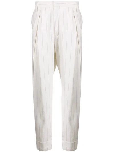 Ann Demeulemeester Cropped Pleated Trousers In Neutrals