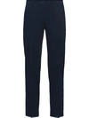 Prada Cropped Chino Trousers In Blue