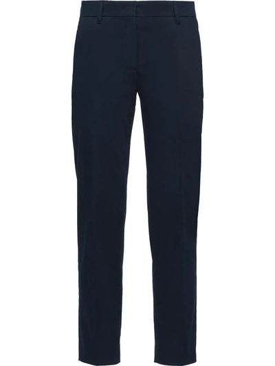 Prada Cropped Chino Trousers In Blue