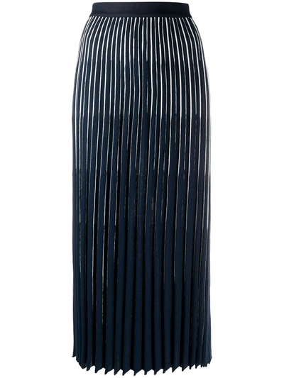Roberto Collina Straight Fit Pleated Skirt In Blue
