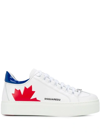Dsquared2 Logo Detail Low-top Flatform Sneakers In White