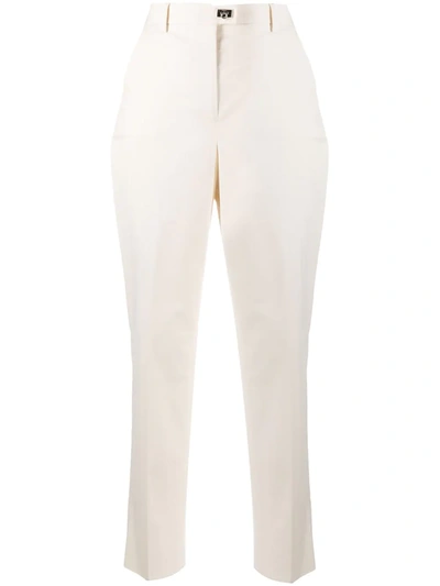 Ferragamo Slim-fit High Waist Trousers In Neutrals