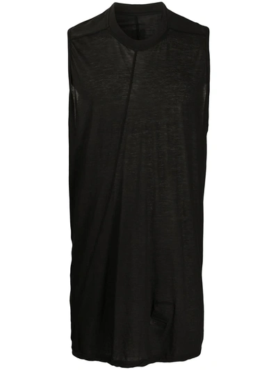 Rick Owens Drkshdw Long Length Cotton Vest In Black