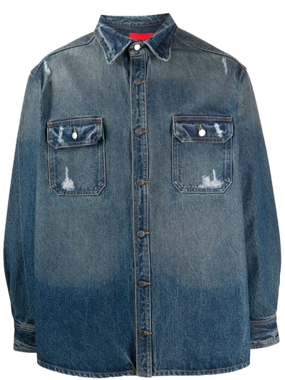 424 Distressed Denim Shirt In Blue