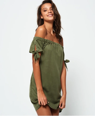 Superdry Alexia Off Shoulder Dress In Green | ModeSens