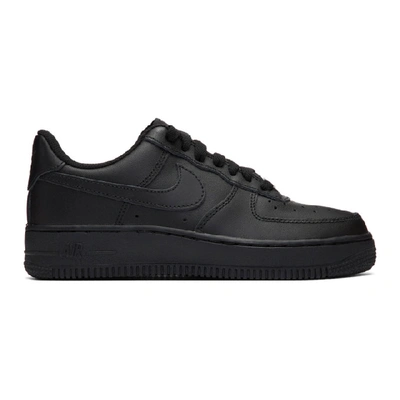 Nike Air Force 1 '07 Logo-patch Leather Low-top Trainers In Black/black