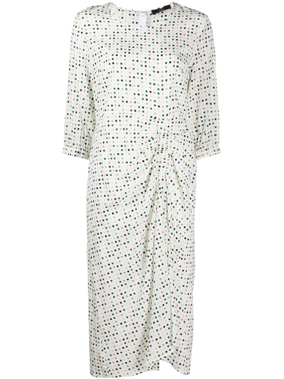 Steffen Schraut Polka-dot Print Draped Dress In White