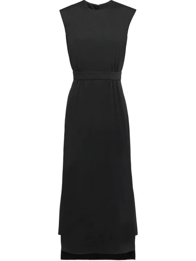 Prada Step-hem Sleeveless Midi-dress In Black