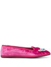 Giannico Crystal-embellished Flat Slippers In Pink