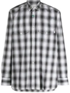 Golden Goose Collar Embellished Checked Shirt In Black