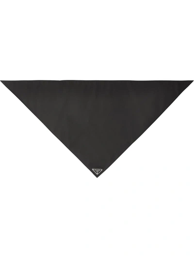 Prada Logo Plaque Foulard In Black