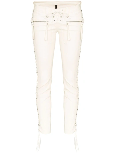 Ben Taverniti Unravel Project Lace-up Leather Skinny Pants