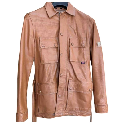 Pre-owned Belstaff Leather Biker Jacket In Orange
