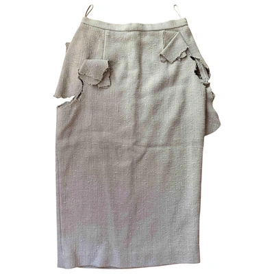 Pre-owned Jil Sander Silk Mid-length Skirt In Beige