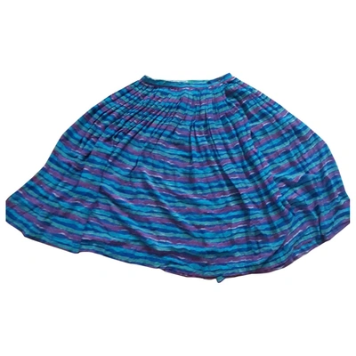 Pre-owned Guy Laroche Silk Mid-length Skirt In Blue
