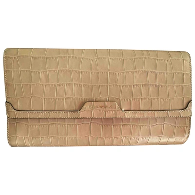 Pre-owned Emporio Armani Beige Leather Clutch Bag